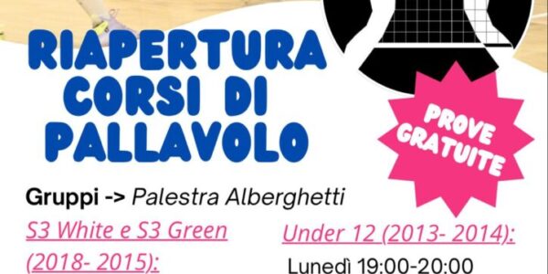 Riapertura corsi di pallavolo Volley Castello ASD